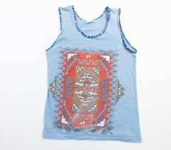 Vintage Hang Ten Shirt Mens Medium Blue Tank Top 70s Tee Southwestern Surf Brand