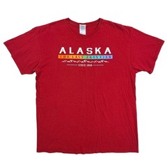 Vintage Alaska Shirt Men Large Red Cotton Delta Pro Weight The Last Frontier