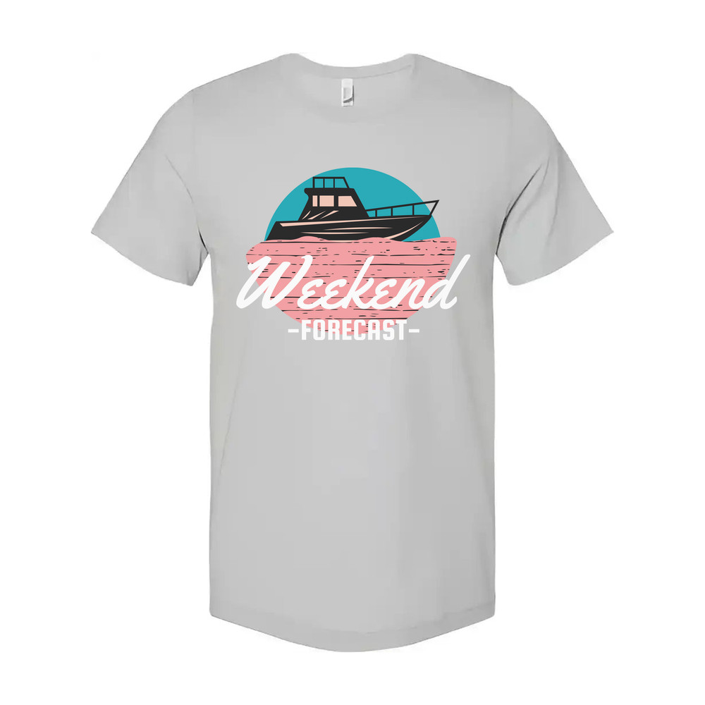 Weekend Forecast Boat Graphic T Shirt For Unisex Casual Wear Featuring Nautical