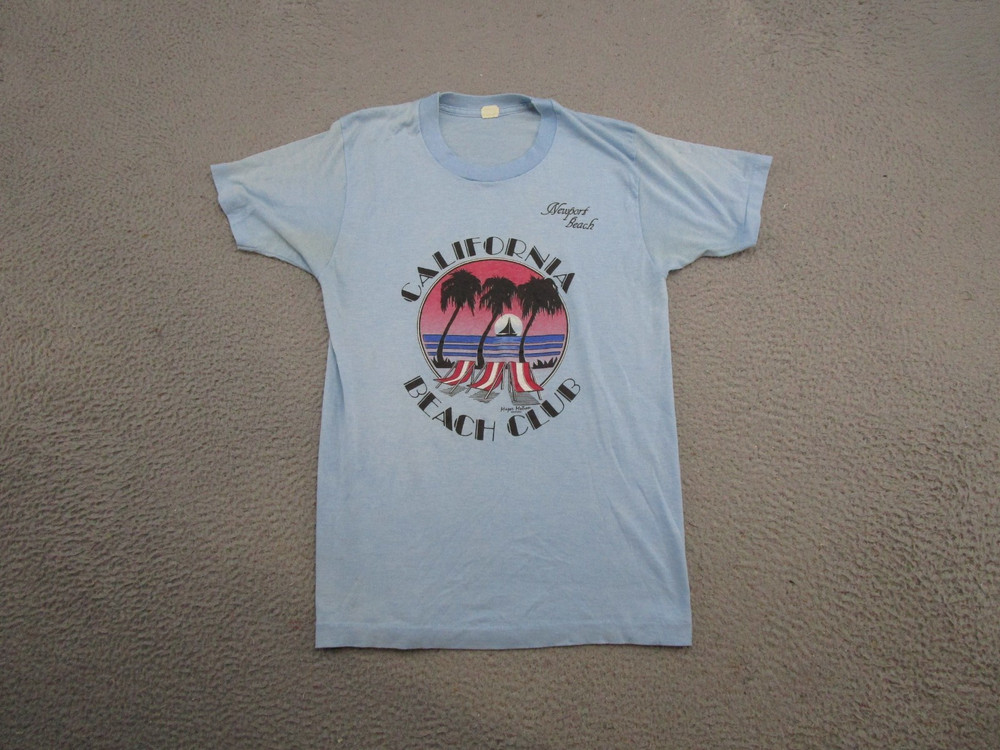 Vintage 70s 80s California Beach Club Newport Single Stitch Size M Thin READ