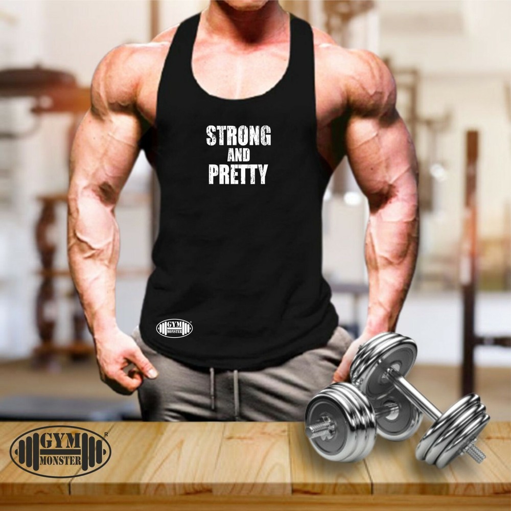Strong and Pretty Vest Gym Clothing Bodybuilding Training Workout MMA Tank Top