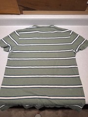 J.Crew Mens Washed Short Sleeve Slub Cotton T-shirt Green White Stripe Medium M