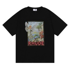RHUDE NEW Men Women High Quality Loose Leisure Cotton Short Sleeve T-Shirt M-2XL