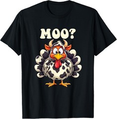 Turkey Moo Funny Thanksgiving Men Women Kids T-Shirt