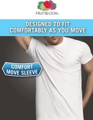 6 White Medium M 38-40 Inch V-Neck T-Shirts Fruit Of The Loom M 97-102 CM