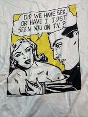 Vintage Roy Lichtenstein Flying Fish LA T-Shirt Shopping 1980s Large Pop Art!