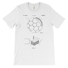 Soccer Ball Patent T-Shirt.100% Cotton Comfy Tee on Black White or Gray. NEW
