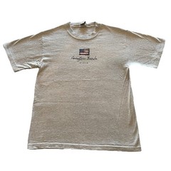 Vintage 90s Single Stitch T-Shirt Mens Small Gray Striped Grayton Beach USA Made