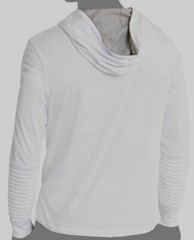 $39 Inc International Concepts Men White Pleated Cotton Hooded T-Shirt Size XL