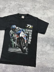 Vintage Isle Of Man TT Races Motorbike Racing Road Black T-Shirt Tee 90s