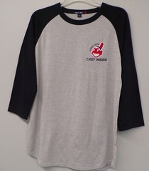 Cleveland Indians Long Live Chief Wahoo Colorblock Raglan Jersey T-Shirt XS-6XL