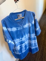 Russell Athletic Pro Cotton Tie Dye T Shirt Blue White Made in USA Size L