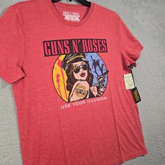 LUCKY BRAND Guns n Roses Mens Large Red Distressed Casual Music Rock Metal NWT