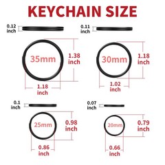 40 Pack Black Key Ring Keychain Assorted in 4 Sizes Metal Round Split Key Cha…
