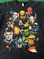 VTG Marvel Superheroes Shirt Men XL Black Mad Engine Y2K Graphic Print Flaw
