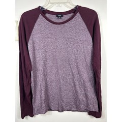 Vince Marled Burgundy Raglan Baseball T Shirt Mens M Colorblock L/S Cotton Comfy