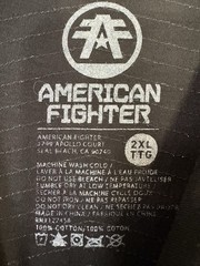 American Fighter Polo Shirt Mens L/XL Black Red Graphic MMA Streetwear Buckle
