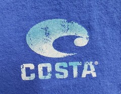 Costa Del Mar Tshirt Mens Large Blue Marlin Fish Salt Ocean Beach Vacation Blue