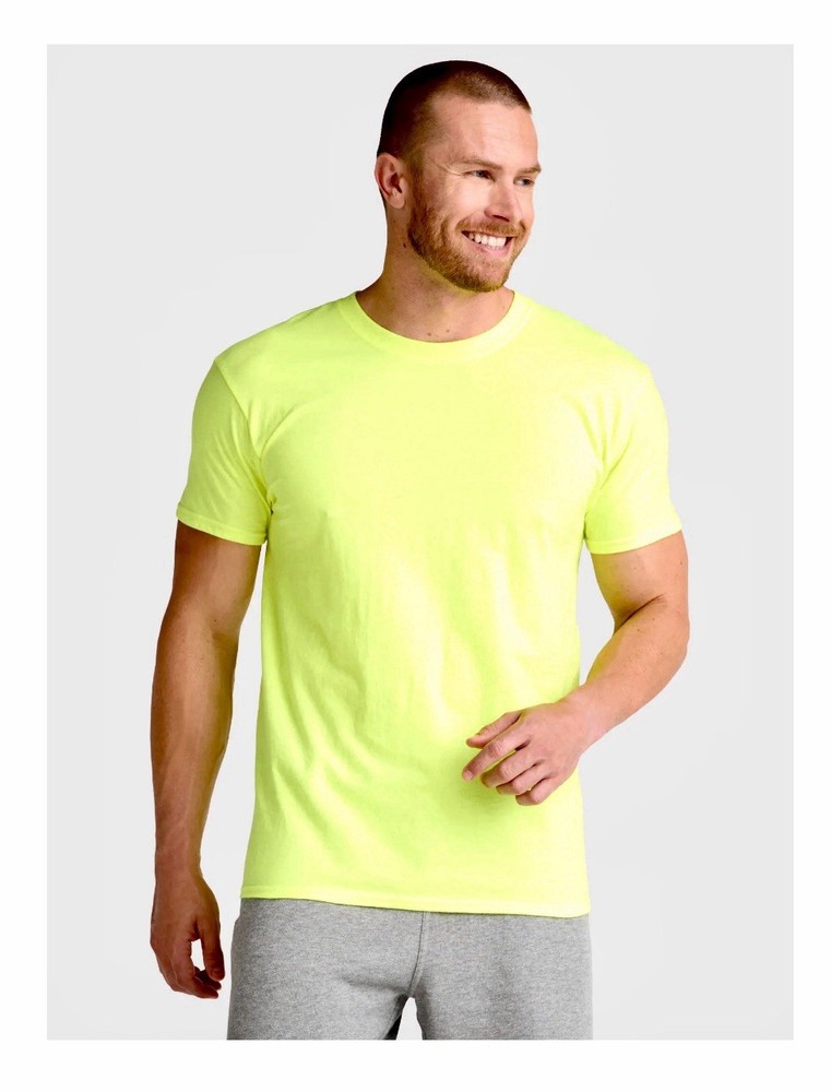 ATHLETIC WORKS Men’s S (34-36) Cotton Active Tee Short Sleeve • Acid Yellow