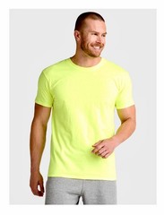 ATHLETIC WORKS Men’s S (34-36) Cotton Active Tee Short Sleeve • Acid Yellow
