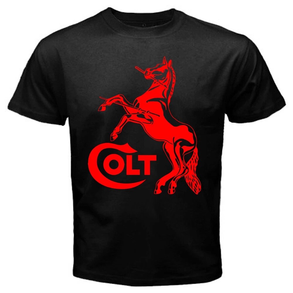 Colt Horse Guns Firearms Vintage Graphic Tee Mens Black Cotton T-Shirt