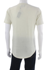 Goodlife Mens Basic V-Neck Ivory T-Shirt Short Sleeve Size M
