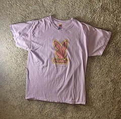 Men’s Playboy Color Bars Tokyo Japan Rabbit Purple Graphic Shirt Size Large