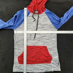 Brooklyn Cloth Gray Red Blue Long Sleeve Hooded T-Shirt Men’s S
