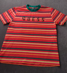 GUESS x JBalvin Vibras Tour XL Striped Tee Streetwear Embroidered Logo Front