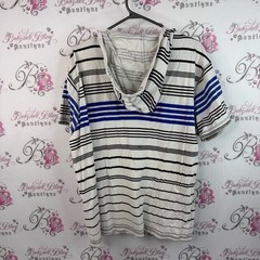 For him London T-shirt, hoodie, Y2K Striped Henley Shirt with Blue Accents
