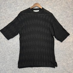 Jhane Barnes Textured Open Knit Shirt Mens Medium ? Black Breathable Italy