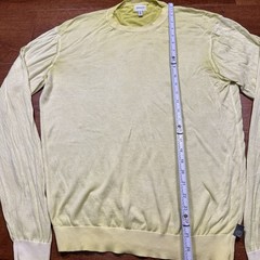 Armani Long Sleeve T Shirt Mens L Yellow Ombre Acid Wash Thin Luxury Designer