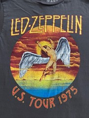 Led Zeppelin U.S. Tour 1975 Graphic Band Tee Gray Medium Rock Shirt