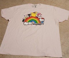 Hello Kitty Pink Cotton 3XL Crew Neck Short Sleeve Rainbow Graphic Tee