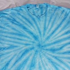Spiral Tie Dye T-shirt Adult 2XL Aqua Blue Soft Cotton Unique Hippie 70’s New