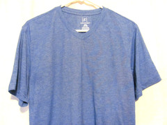 GEORGE Men’s Size S (34-36) V-Neck Short Sleeve T-Shirt, Blue w/White Lines