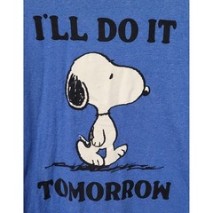 Peanuts Snoopy I’ll Do It Tomorrow T-Shirt Mens XL Blue Graphic Tee Humor