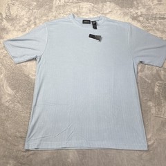 Claiborne Mens Ribbed T-Shirt Blue Crewneck Short Sleeve Size Medium