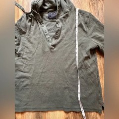 Jachs New York Mens Hooded Henley Top Size L Green 100% Cotton comfy casual