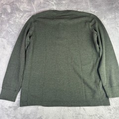 Eddie Bauer Henley Men TL Olive Green Waffle Knit Long Sleeve Cotton Blend