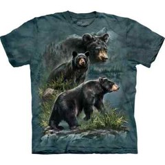 The Mountain Three Black Bears Grizzly Nature Forest Cotton Tie Dye T-Shirt S-3X