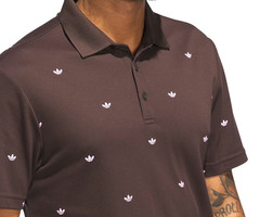 NEW MENS ADIDAS ORIGINALS MONOGRAM TREFOIL POLO SHIRT ~MEDIUM #JX9265 BROWN PINK