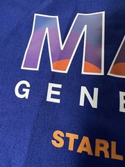 Rare Boeing Starliner Mars Project Blue Black Retro Bowling S/S Shirt Mens L EUC