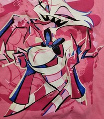 Hazbin Hotel Angel Dust Summer Splatter XL Pink Shirt Vivziepop Sharkrobot