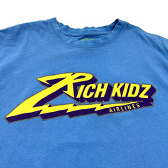 Rich Kidz Airlines Streetwear Urban T Shirt Mens L Daily Hip Hop Tee EUC Blue