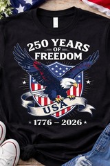 250 Years of Freedom 1776 2026 Patriotic Unisex Tshirt