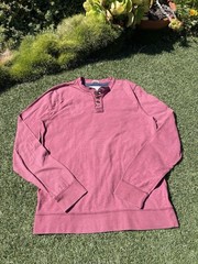 Abercrombie & Fitch Men’s Burgundy Cotton Knit Henley Long Sleeve T-Shirt M