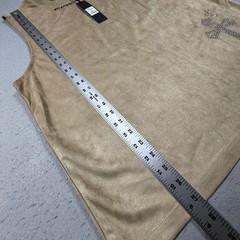Fashion Nova Men Studded Cross Faux Suede Tee Stone Tan Sleeveless Shirt Large
