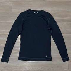 Smartwool Mens Baselayer Merino Wool Black Long-Sleeve Crewneck Shirt M