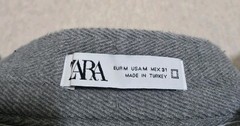 ZARA Gray Herringbone Twill Dress Pants Straight Leg Zip Pocket